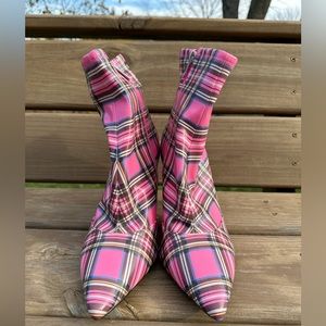 Jessica Simpson Pink Plaid Heeled Boots